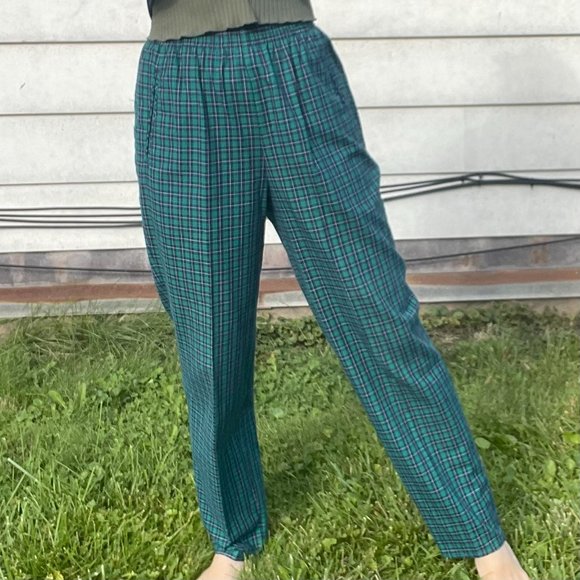 VINTAGE Plaid Cotton Blend Pants | Elastic Waistband | Koret Sport | A13 - Picture 7 of 7